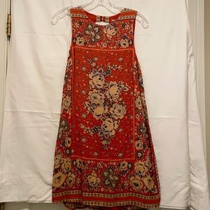 Burnt orange floral shift dress